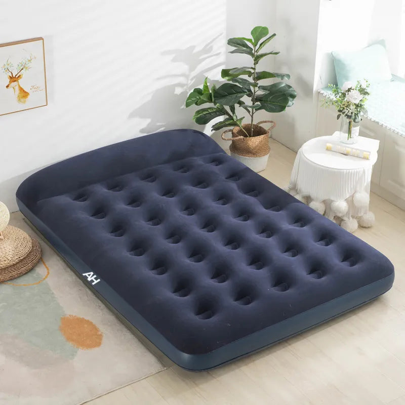 Colchon Inflable 2 Plazas Almohada Camping Alpina 191x137x25 Azul