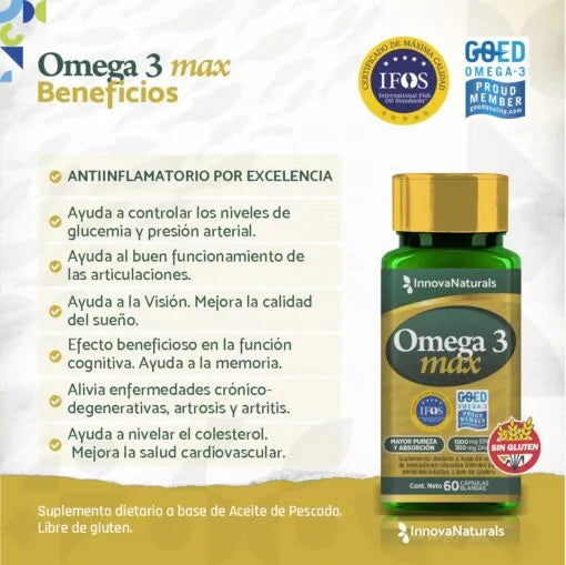 Omega 3 Max 1000 Epa + 500 Dha Innovanaturals 60 Caps