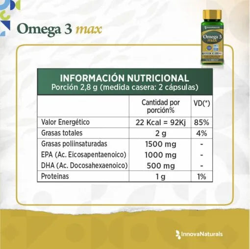 Omega 3 Max 1000 Epa + 500 Dha Innovanaturals 60 Caps