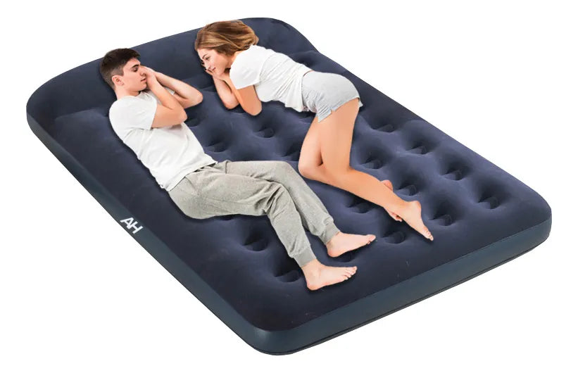 Colchon Inflable 2 Plazas Almohada Camping Alpina 191x137x25 Azul