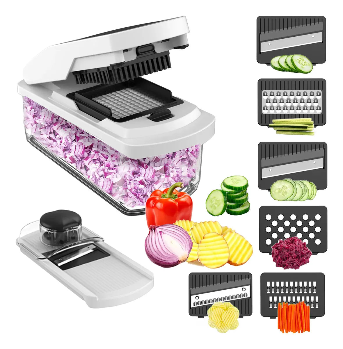 Mandolina Filoshark Premium Picadora Verdura Rallador Color Blanco